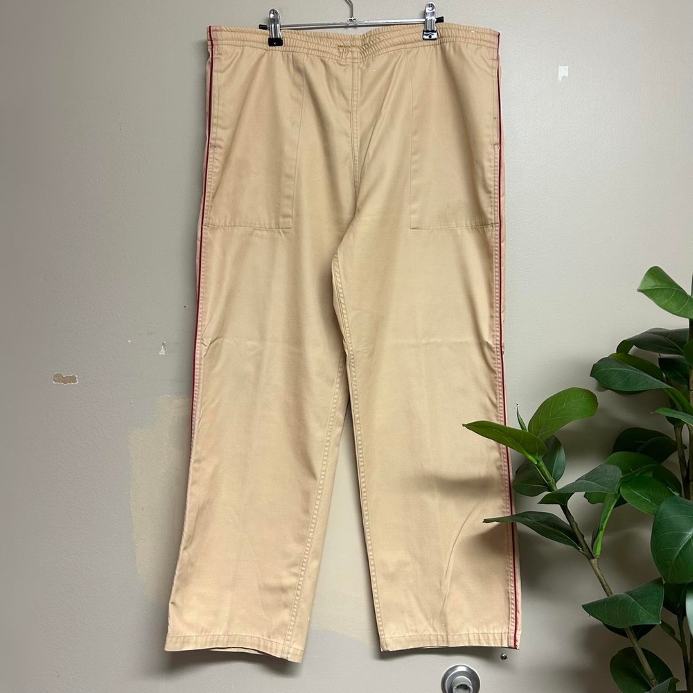 Repage Vintage 90s Fatigue Pocket Cream Striped Baggy Pants Mens Large